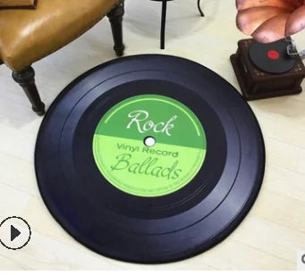 Vinyl Record Printed Round Carpet Rugs