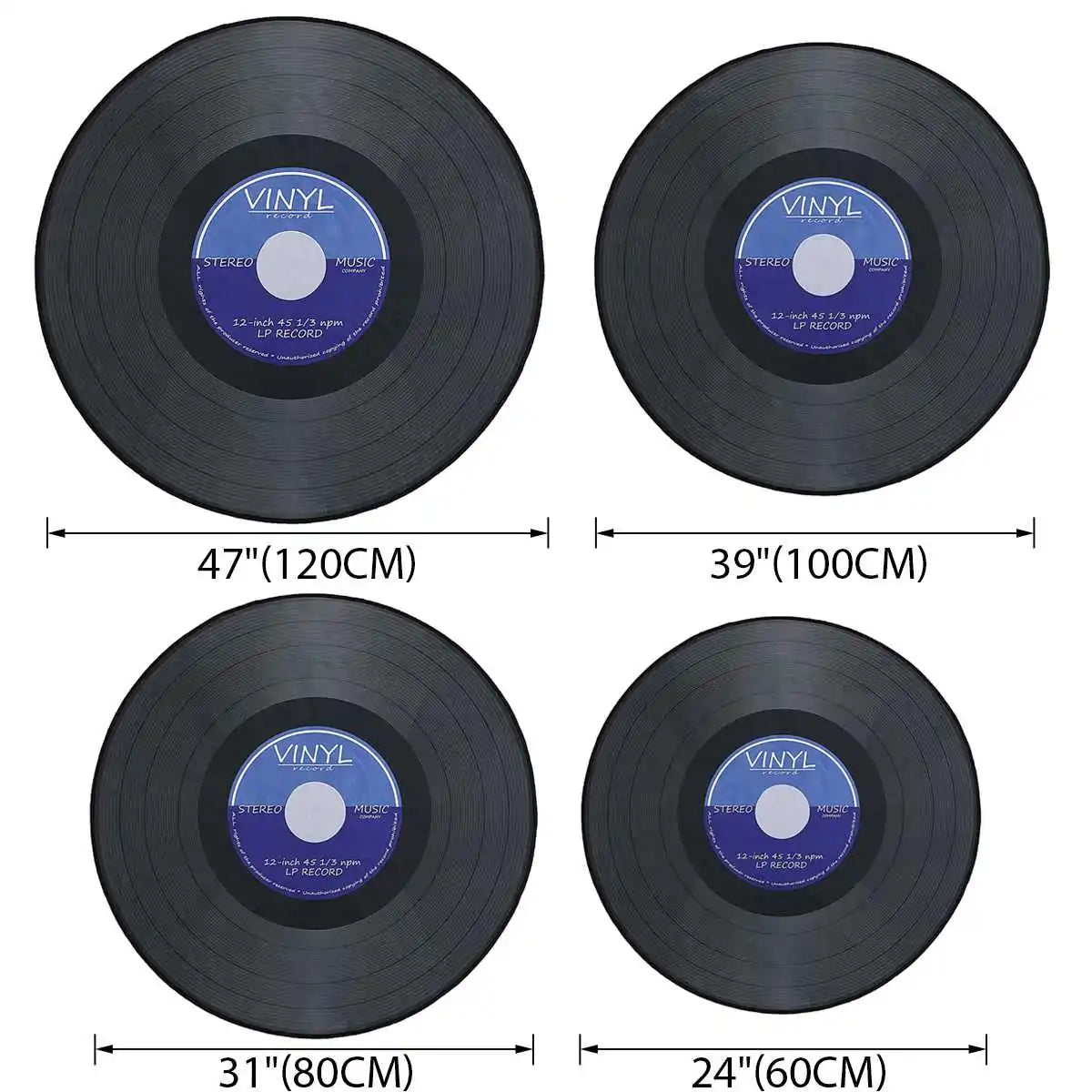 Vinyl Record Printed Round Carpet Rugs